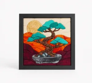 Finished Bonsai fabric artwork