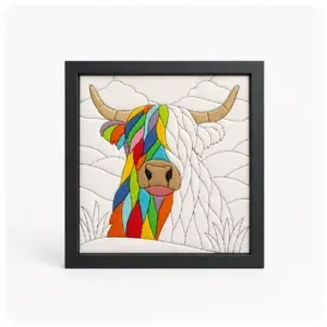 Finished Highland Cow Kinusaiga artwork