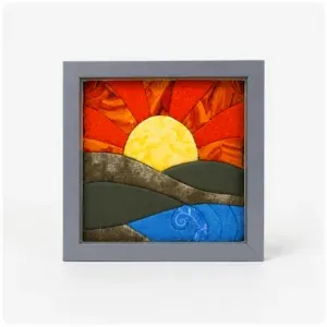 Finished colourful landscape in fabric
