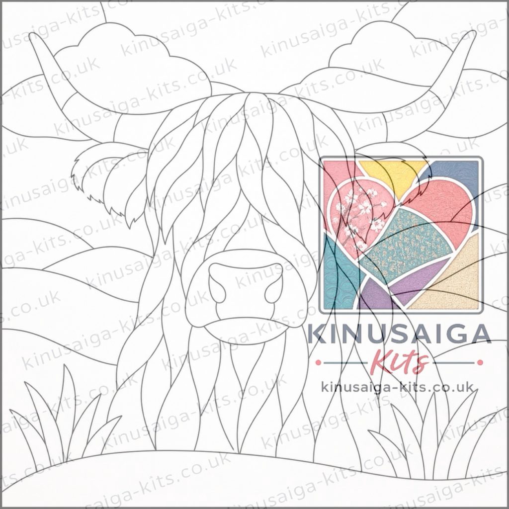 Store New highland cow kinusaiga design pattern template kit